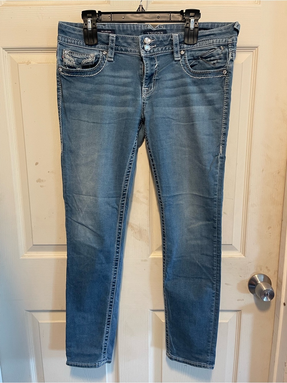 Vigoss Women's Blue Skinny Jeans - Faded Mid Blue Wash